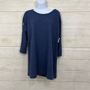 89th & Madison Blue Pullover 3/4 Sleeve Top
